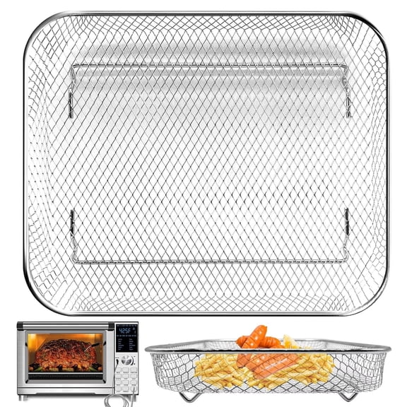 GCQ 12 x 10 Inch Stainless Steel Mesh Basket, Non-stick Replacement Accessories for NuWave Bravo XL Convection Oven, Dishwasher Safe