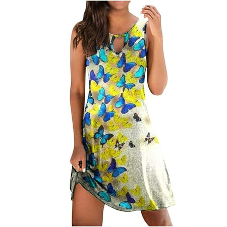 

Formal Dresses for Women Prom Dress Women s Trendy Printed Comfortable Baggy Sleeveless Leisure Tops Dress Summer Savings Clearance 2022 Casual Dresses for Women Corset Dress Yellow M
