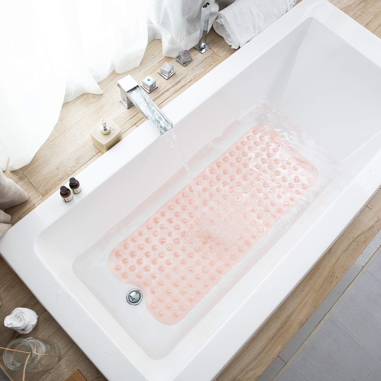 ComfiLife Bath Mat for Bathroom Tub and Shower – Non Slip Extra Large  Bathtub Mat with Drain Holes & Suction Cups - Wave