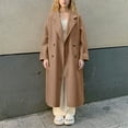 thumbnail image 7 of Stichou Women's Fall Long Wool Pea Coat,Double Sided Blended Classy Breasted Trench Coats Jacket,Length Winter Dress Overcoat Brown L, 7 of 7