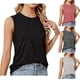 thumbnail image 2 of Camiseta sin mangas para mujer Color sólido Sin mangas Blusas Cuello redondo Ajuste suelto Suave Verano Tops Moda 2024 Camisas casuales, 2 of 5
