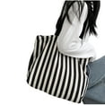 thumbnail image 6 of CHUMUD Women's Striped Canvas Shoulder Tote, Retro Casual Handbag, Reusable Multi-Purpose Travel & Grocery Bag, 6 of 8