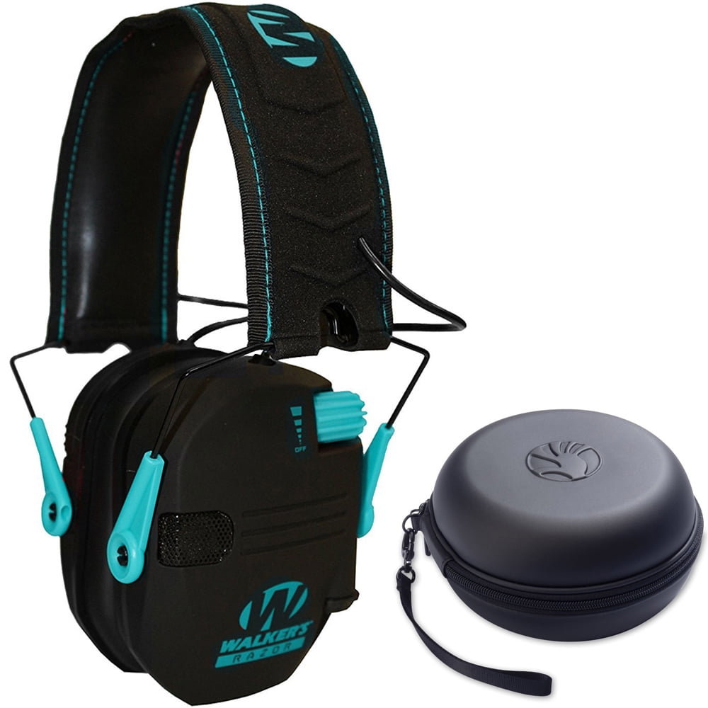 Walkers Razor Series Slim Lo Profile Ear Muffs Hearing Protection Teal (GWPRSEMTL) with Slappa