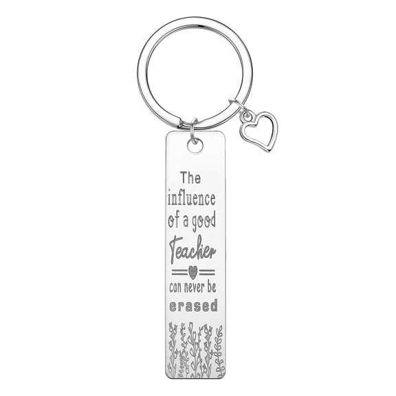 Stainless Steel Square Pendant Keychain Thank You Teacher Key Chain Love Heart Jewelry Teacher's Day Gift Souvenir Keyring