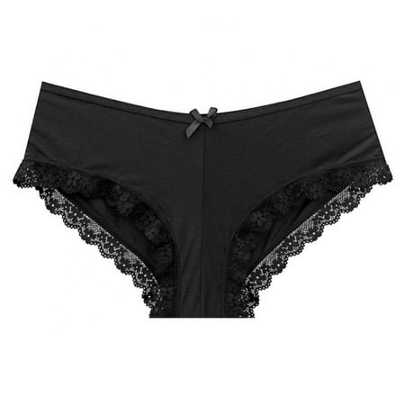 

Baywell Breathable Soft Underwear for Women Sexy Bikini Panties Lace Stretch Seamless No Show Hipster Black S-2XL