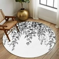 thumbnail image 2 of Round Rug 7Ft Washable Non-Slip, Eucalyptus Leaves Circle Area Rugs for Living Room Bedroom, Black Grey Summer Botanical Weeping Indoor Floor Mats Carpet Runner for Home Decor Aesthetic, 2 of 8