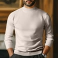 thumbnail image 2 of Men's Mock Turtleneck Fleece-Lined Solid Color Sweater, Slim Fit Pullover, Warm Knit Long Sleeve Top for Winter, 2 of 4