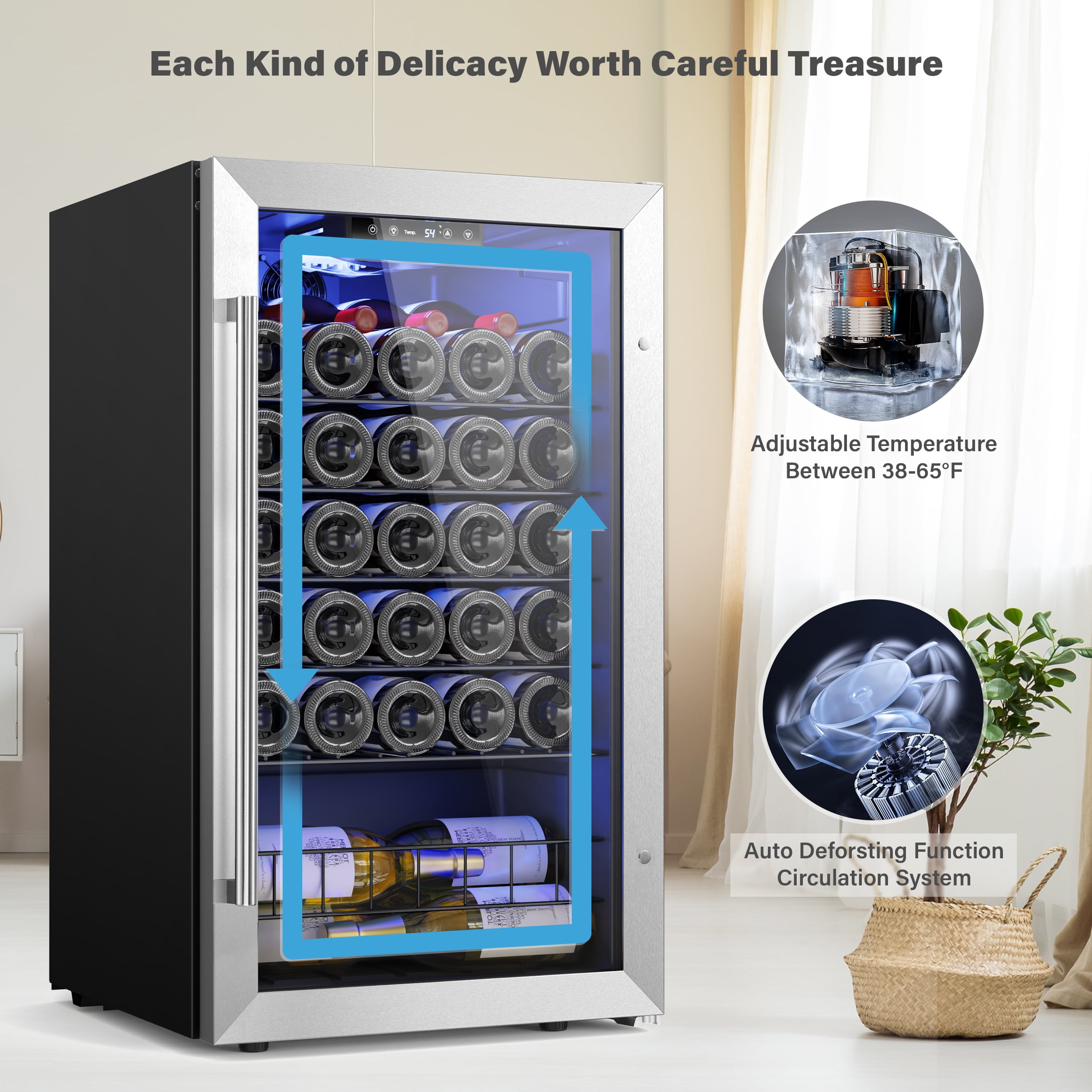 Yeego Wine Refrigerator Cooler, 64 Bottle Small Wine Fridge, Mini Freestanding Wine Cellars for Home, Office