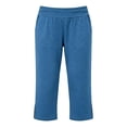 thumbnail image 5 of Womens Yoga Capris Fold High Waist Split Hem Lounge Cropped Pant Casual Lightweight Workout Walking Below Knee Shorts Blue XL, 5 of 5
