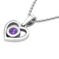 thumbnail image 2 of Dazzlingrock Collection Round Amethyst Solitaire Heart Pendant for Women with 18 Inch Silver Chain in 925 Sterling Silver, 2 of 6