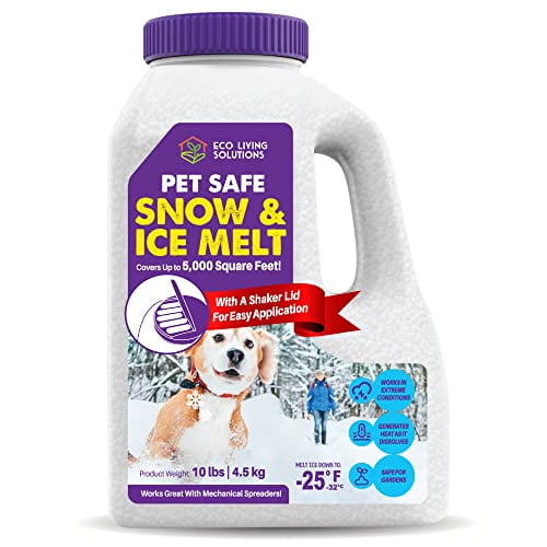 Eco Living Solutions Snow & Ice Melt | Calcium Chloride Ice Melt | Pet Friendly Salt For Ice | Works For Driveway, Sidewalk, Roof, Patio & Concrete | Works Below -25°F | Safe For Paws & Lawns - 10lbs