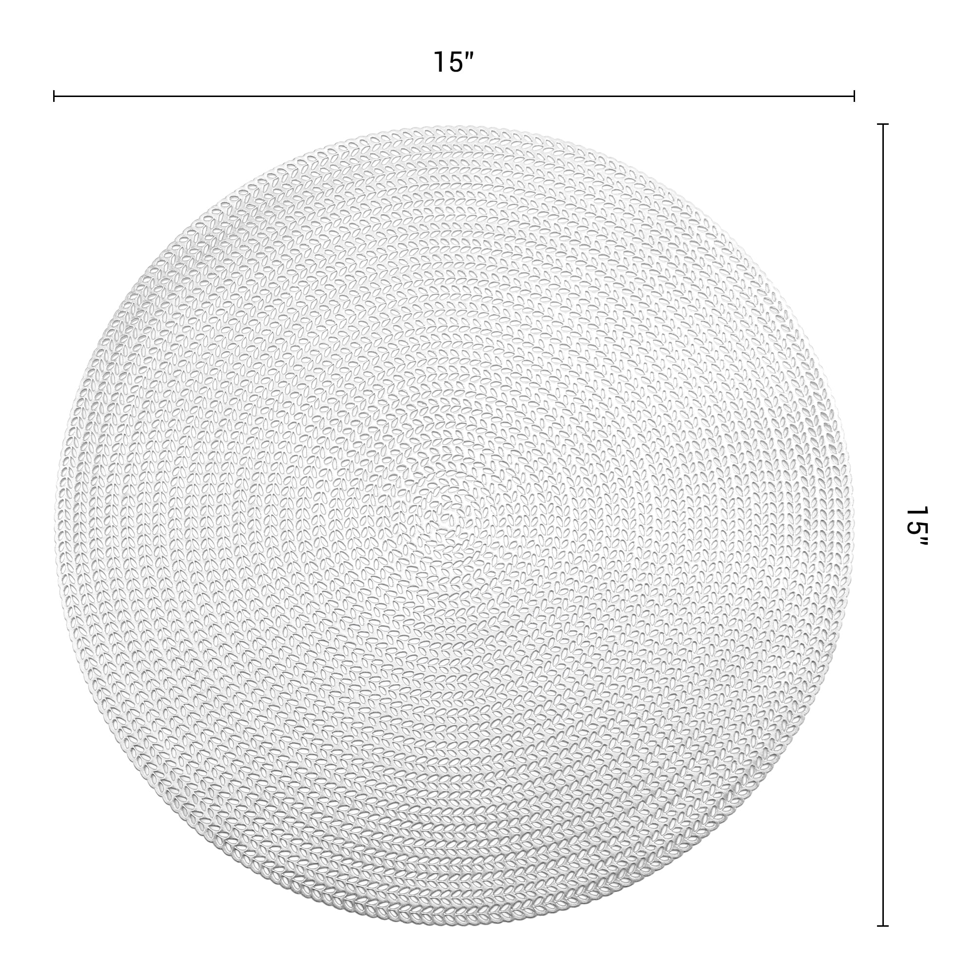 Unique Bargains Set of 6 Round Washable Hollow Design Placemats Silver