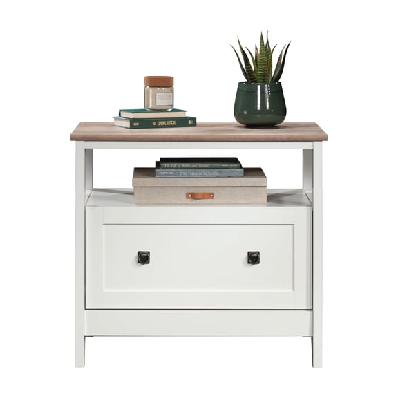 Nmkwnr Lateral File Cabinet with 1 Open Shelf, 1 Drawers Beside Cabinet for Living Room, Office, White