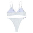 thumbnail image 6 of Lopeceal Women's Ribbed O-Ring String Bikini Swimsuit Cheeky Thong Swimwear Two Pieces Bathing Suit, 6 of 8