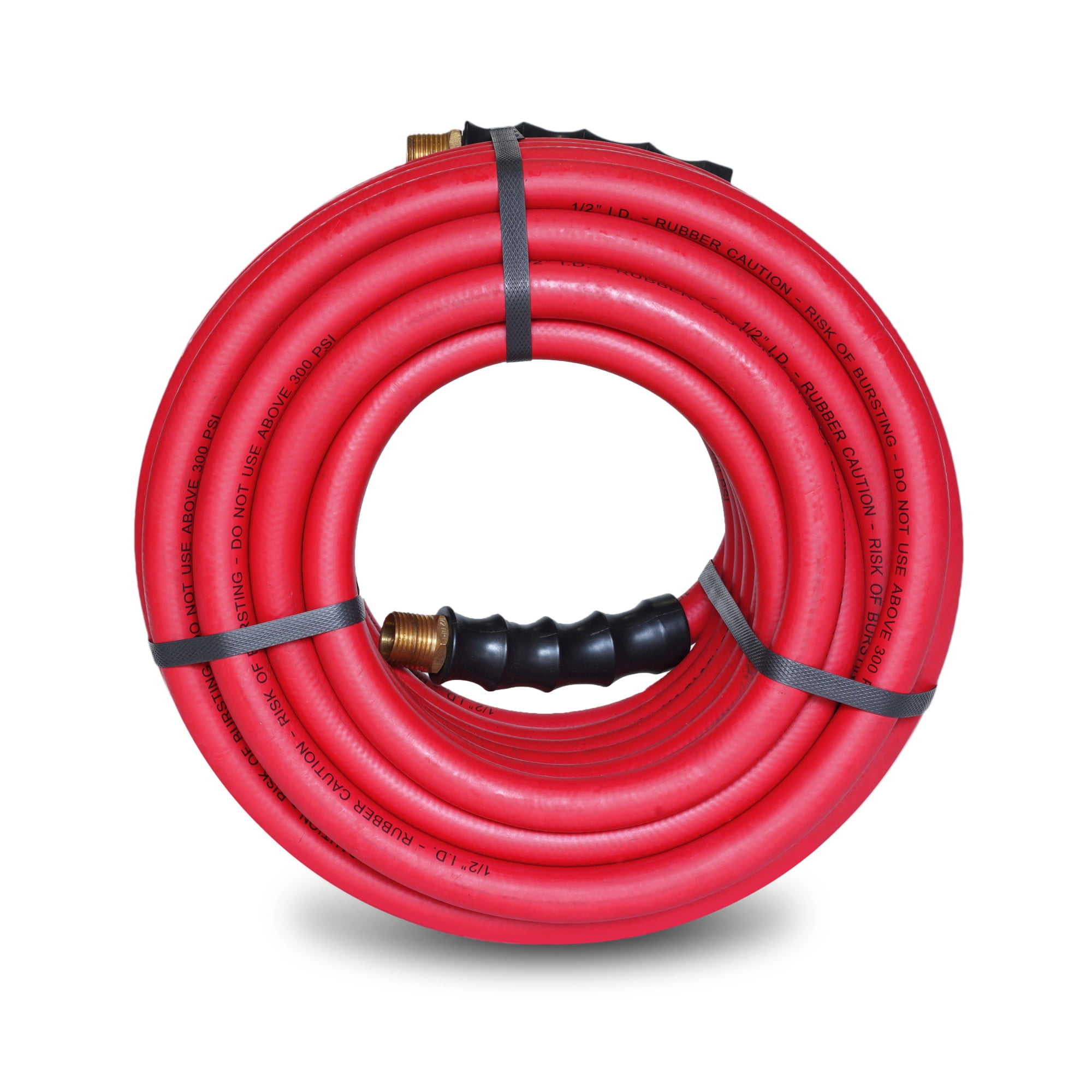 STEELMAN 96847-IND 50-Foot Long Red Rubber 1/2-Inch ID Hose Reel Replacement Air Hose with 1/2-Inch NPT Brass Fittings