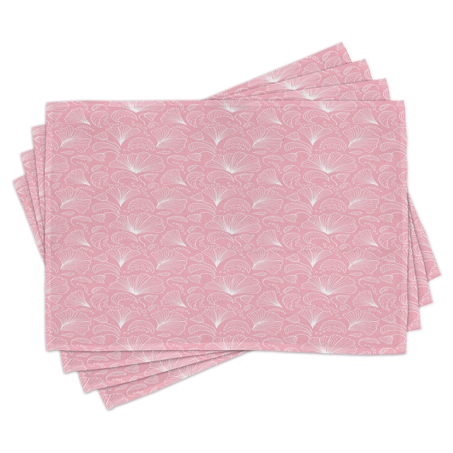 Light Pink Placemats Set of 4 Ornamental Floral Pattern with Swirled