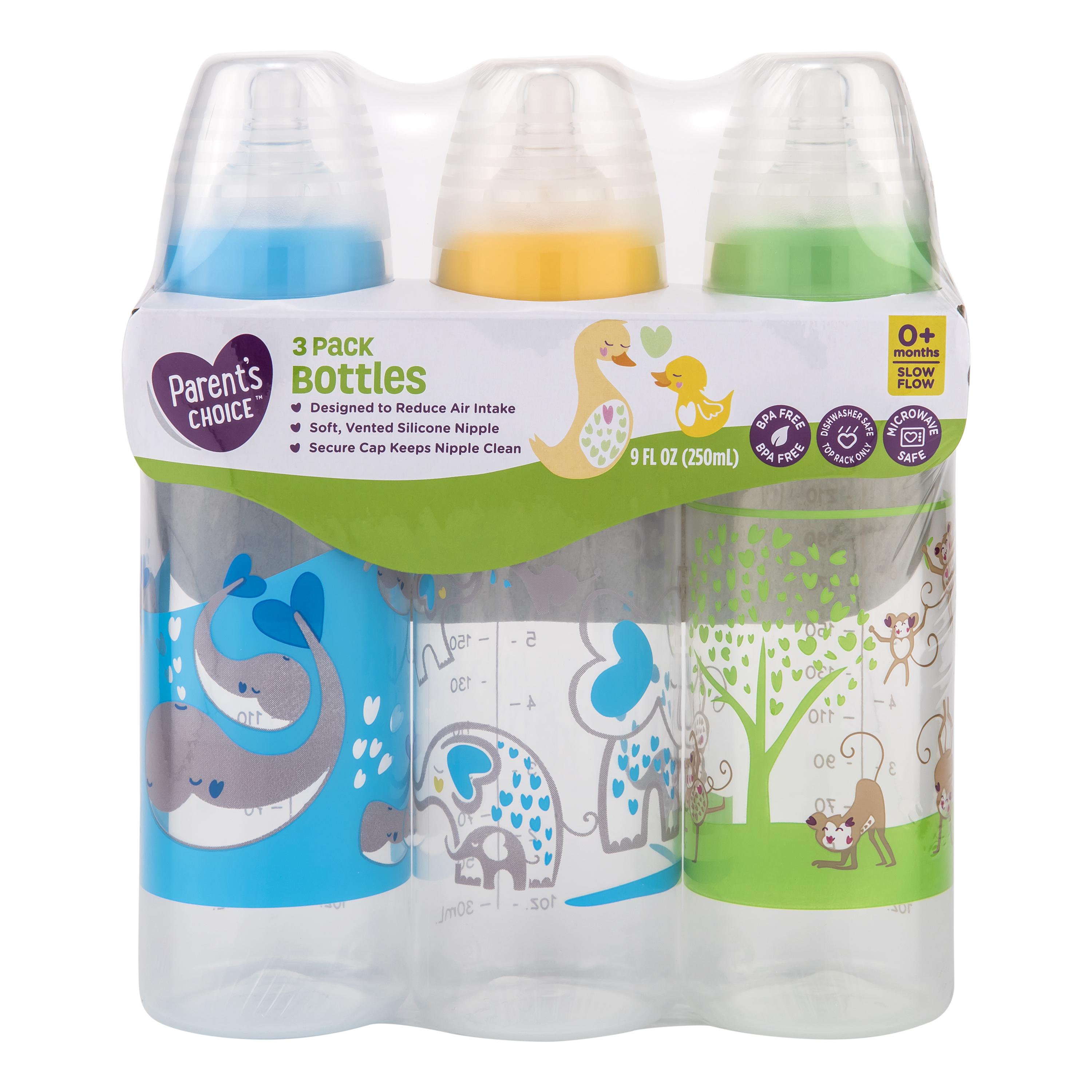 Parent's Choice Baby Bottles, 9 fl oz, 3 count, Colors May Vary - image 4 of 6