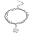 thumbnail image 1 of 1 pulsera de trébol de cuatro hojas para mujeres y niñas, pulsera del día de San Patricio, amuleto de la suerte irlandés en forma de corazón de acero inoxidable, regalos de joyería, 1 of 5