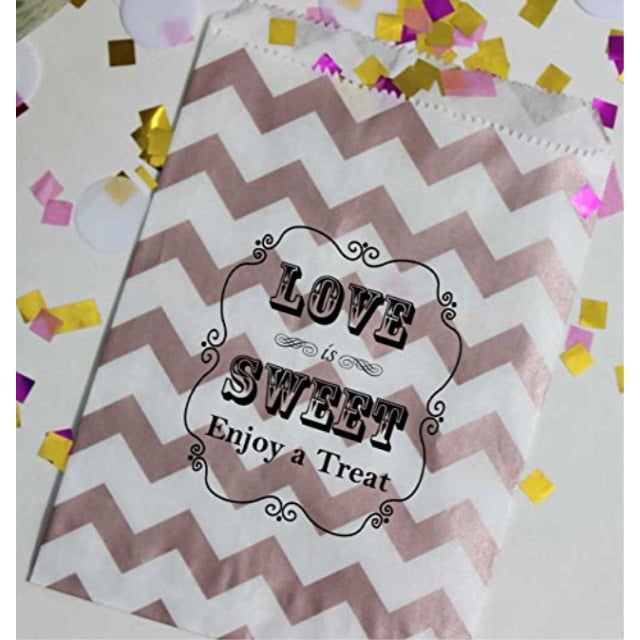 Pink and White Chevron Stripe Love is Sweet Enjoy a Treat Candy Bags Bakers Bling Wedding Party Favor Bags with Stickers 5.5 x 7.5 Set of 48 Bags and 48 Stickers Pink and White Chevron Stripe Love is Sweet Enjoy a Treat Candy Bags Bakers Bling Wedding Party Favor Bags with Stickers 5.5 x 7.5 Set of 48 Bags and 48 Stickers