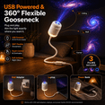 thumbnail image 3 of HD Smart Dynamic 5D Holographic Night Light Projector, Galaxy Projector Night Light with 24 Films, USB Plug and Play Star Projector with 360° Flexible Gooseneck for Bedroom Ceiling, 3 of 5