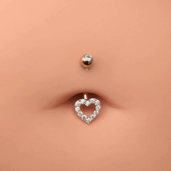 Beautiful 1CT Round Cut Simulated Diamond Women's Navel Belly Button 14K White Gold Plated Silver