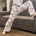 thumbnail image 2 of Sanrio-Pijama de Hello Kitty para mujer, pantalones de franela negra, Kawaii, de lana blanca, con dibujos animados, informales, para el hogar, a la moda, otoño, 2 of 4