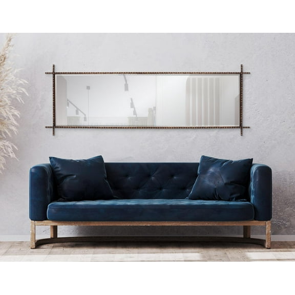 Tyler Dillon Rectangular Dressing Mirror with Rebar Textured Iron Frame - 70"H x 24"W