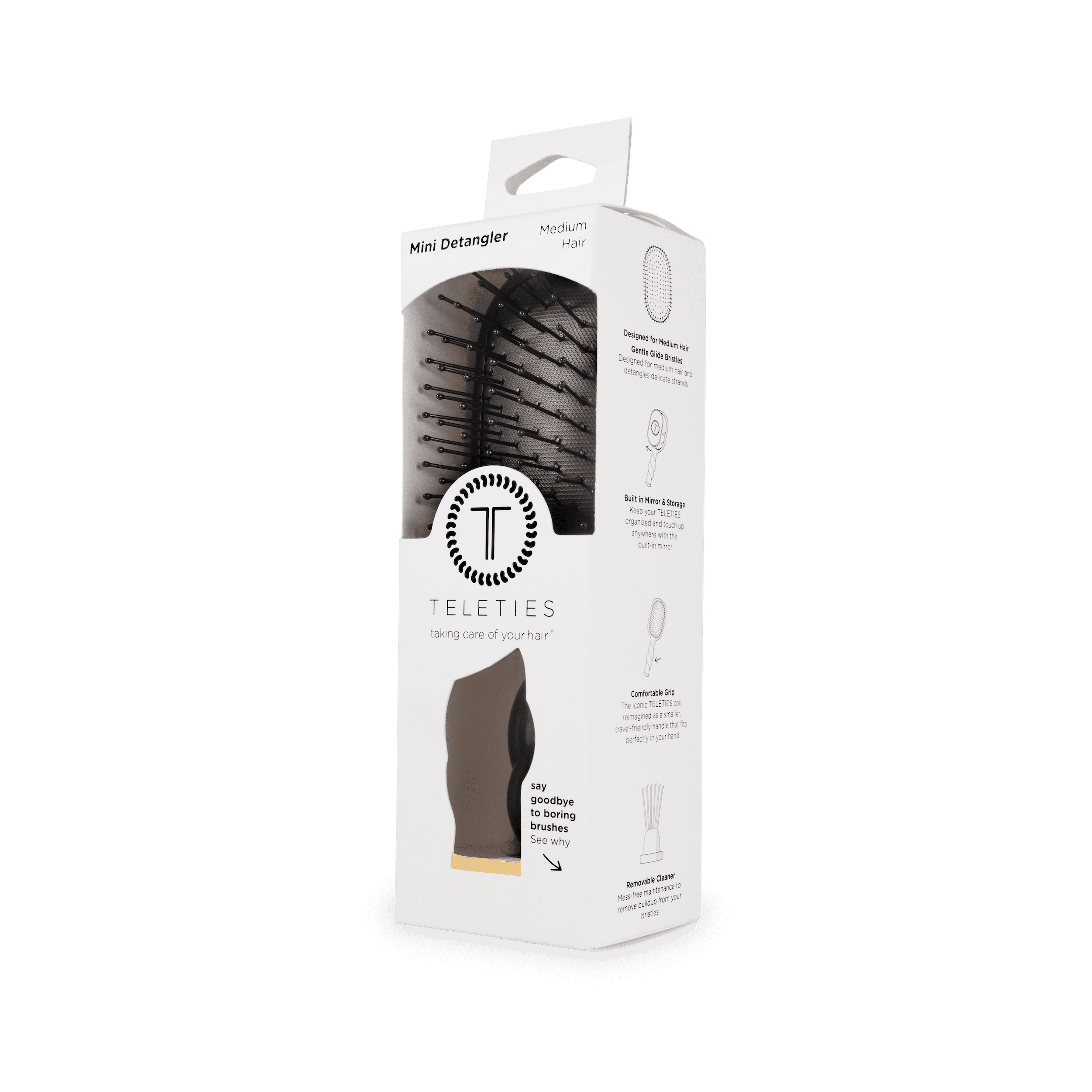 Teleties Detangler Mini Hair Brush, Black