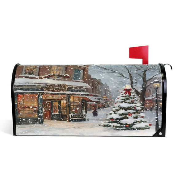 Ryvnso Mailbox Cover Snow on Christmas Tree Magnetic Mailbox Wrap Standard Size 21x18 Inch
