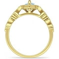 thumbnail image 6 of Art Deco Engagement Ring Aquamarine Cubic Zirconia Yellow Tone 925 Sterling Silver, Size 10, 6 of 7