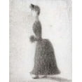 thumbnail image 2 of Seurat, Georges 26x32 Black Ornate Wood Framed with Double Matting Museum Art Print Titled - La Promeneuse Au Manchon, 2 of 4