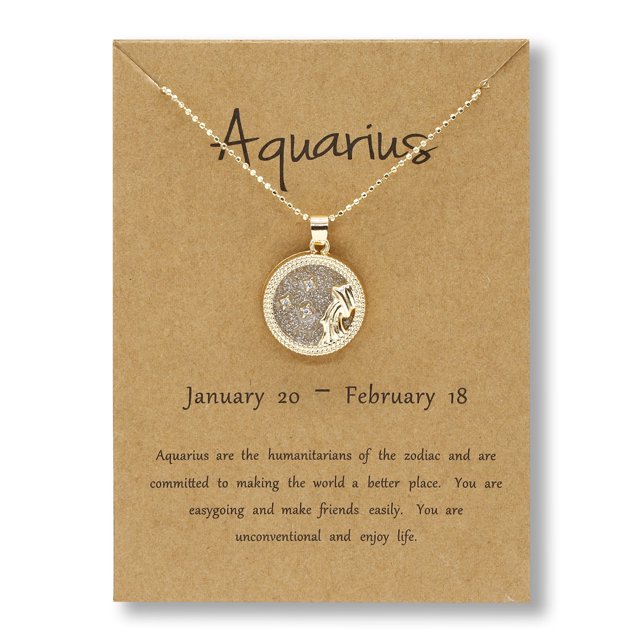 PVCS Coin Chain Golden Day and Night Twelve Constellation Necklace Couple Necklace
