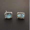 thumbnail image 5 of Genuine Labradorite 925 Sterling Silver Minimalist Cluster Stud Earrings, 5 of 5