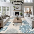 thumbnail image 3 of Summer Marine Life 5x7 Area Rugs for Living Room, Graffiti Corals Blue Shell Conch Sea Starfish Linen Non Slip Floor Mat Washable Low-Profile Indoor Carpet for Bedroom, Dining Room, Bathroom, 3 of 9