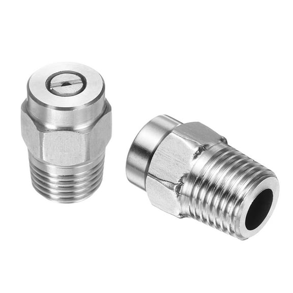 Uxcell 2pcs Surface Clean Tip 50 Degree 1/4 Inch NPT Male 1.449 Orifice 4000 PSI Stainless Steel Threaded Pressure Washer Spray Nozzles for Water gun Water Broom