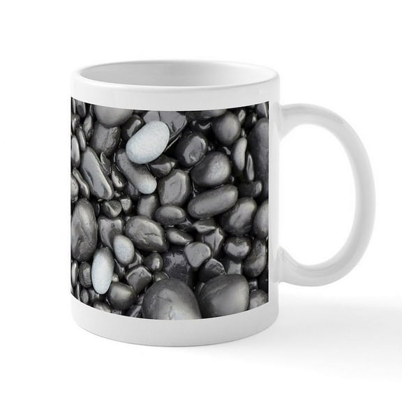 CafePress - Shiny Black Pebbles Pattern Mugs - 11 oz Ceramic Mug - Novelty Coffee Tea Cup