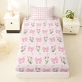 thumbnail image 3 of jejeloiu Cute Bowknot Twin Sheet Sets,Pink Tulip Floral Bedding For Girls Kids 3 Pieces, 3 of 6