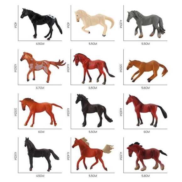 12PCS Mini Action Figures Horse Toy Model Simulation PVC Miniature Horse Animals Toy Playset Educational Toy For Children