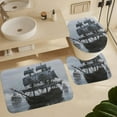 thumbnail image 6 of 4Pcs Medieval Pirate Ship Shower Curtain, Ancient Medieval Sailboat Ocean Shower Curtain Sets with Toilet Lid Cover, U-Shaped Mat and Non-Slip Rugs, Bathroom Decor Set, 72" x 72", 6 of 8