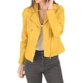 thumbnail image 2 of New HOT Women Lambskin Real Leather Yellow Jacket Motorcycle Quilted Slim Fit Coat W132, 2 of 4