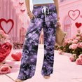 thumbnail image 4 of LWavelet Soft Fabric Bow Polka Dot Wide Leg Pants Women Daily Casual Wear Purple XXL, 4 of 6