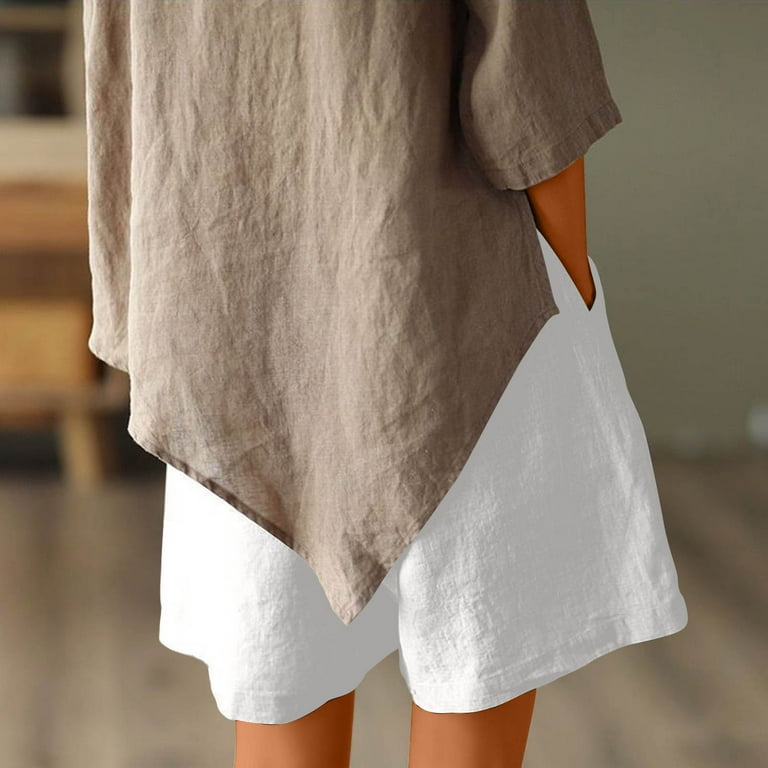 Summer Linen Loose Soft Pure Color Casual Tops 3716 Summer Linen Loose Soft Pure Color Casual Tops 3716