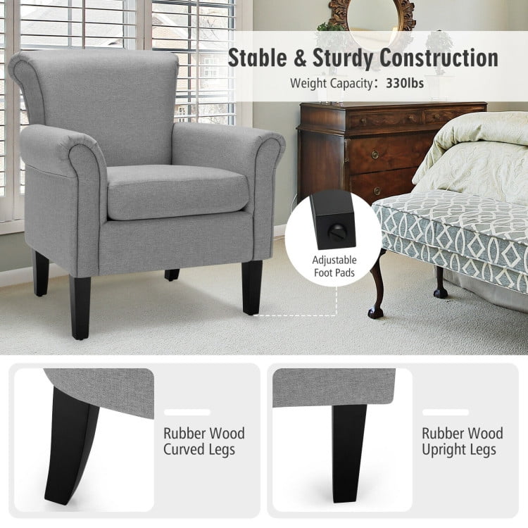 Finihen Accent Armchair, Upholstered Fabric Accent Chair with Adjustable Foot Pads, for Living Room, Bedroom, Light Gray Finihen Accent Armchair, Upholstered Fabric Accent Chair with Adjustable Foot Pads, for Living Room, Bedroom, Light Gray