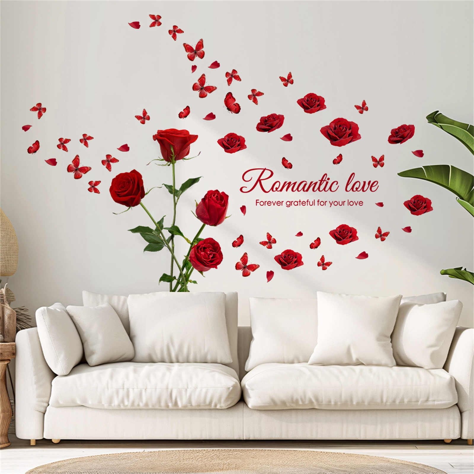 REZUOFI 8 PCS Valentine's Day Heart Stickers, Static Cling Window Decals, Reusable Holiday Decor for Home Party, Red Plastic Wall Decorations