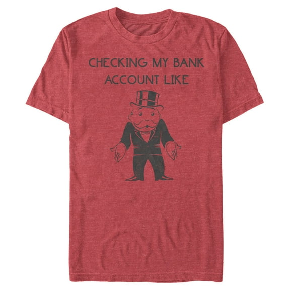 Men's Monopoly Check Bank Account Graphic Tee Red Heather 2X Large