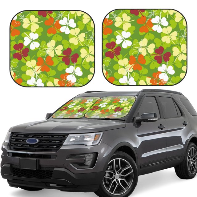 Wukai St. Patrick's Day3 Car Front Windshield Sun Shade,Sun Visor Shield Block Automotive Interior Protector Blocks UV Rays-Medium