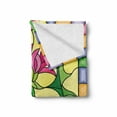 thumbnail image 2 of Thistle Soft Flannel Fleece Throw Blanket, Colorful Stained Glass Style Flower Motif of Pink Thistle Framed Design, Cozy Plush for Indoor and Outdoor Use, 50" x 60", Multicolor, by Ambesonne, 2 of 6