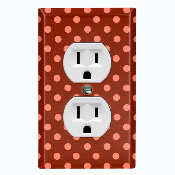 Metal Light Switch Wall Plate Outlet Cover (Vintage Burgundy Teal Striped Wall - Single Duplex)