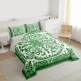 thumbnail image 3 of Feelyou Green Hippie Damask Queen Comforter Set for Women, Retro Boho Paisley Bedding Sets, Southwestern Fashion Reversible Bedding Comforter Set, Ultra Soft Bedroom Decor, 3pcs, 3 of 8