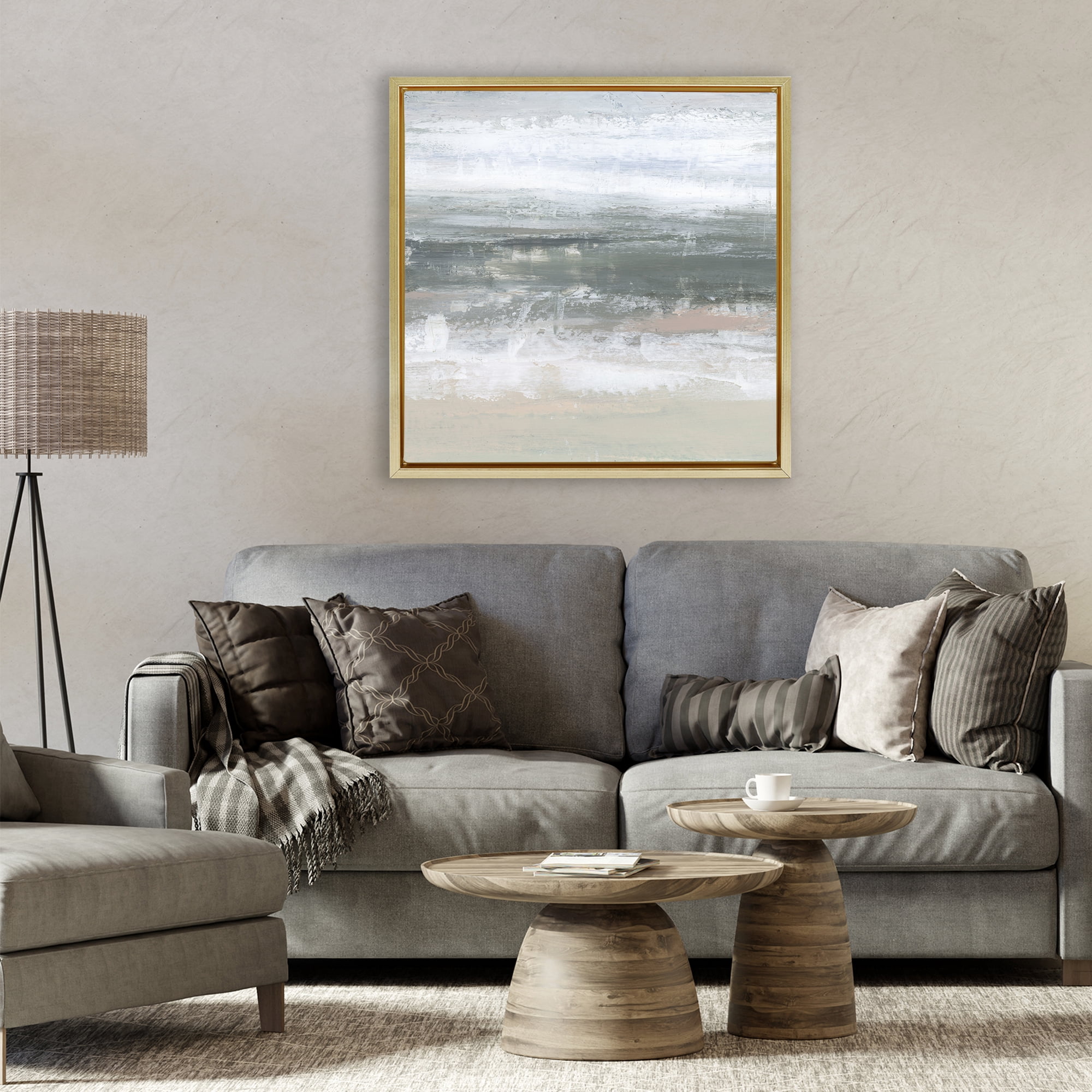 Stupell Industries Subdued Pastel Tides Gold Framed Floater Canvas Wall Art, design by Ethan Harper